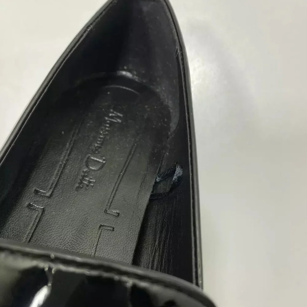 NEW MASSIMO DUTTI Mens Square Toe Loafers Size 7 Black Patent Leather